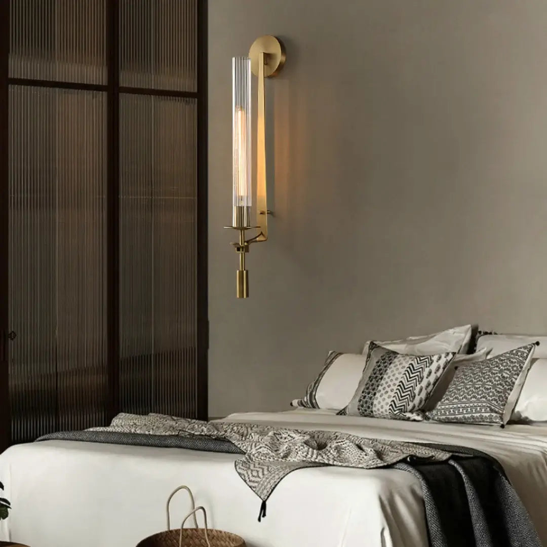 French Wall Lamp | Brass & Glass | Plug-in