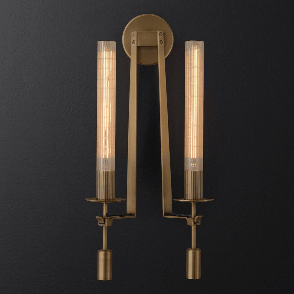 French Wall Lamp | Brass & Glass | Plug-in