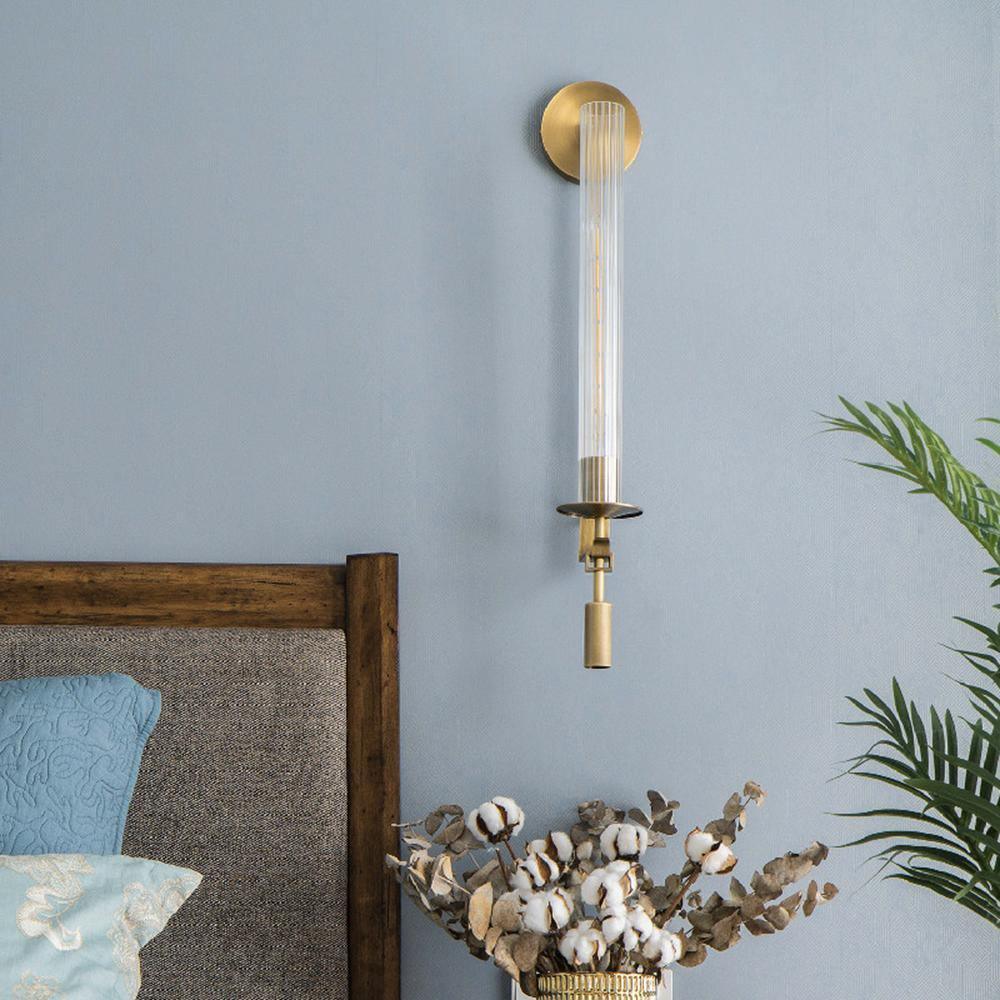 French Wall Lamp | Brass & Glass | Plug-in