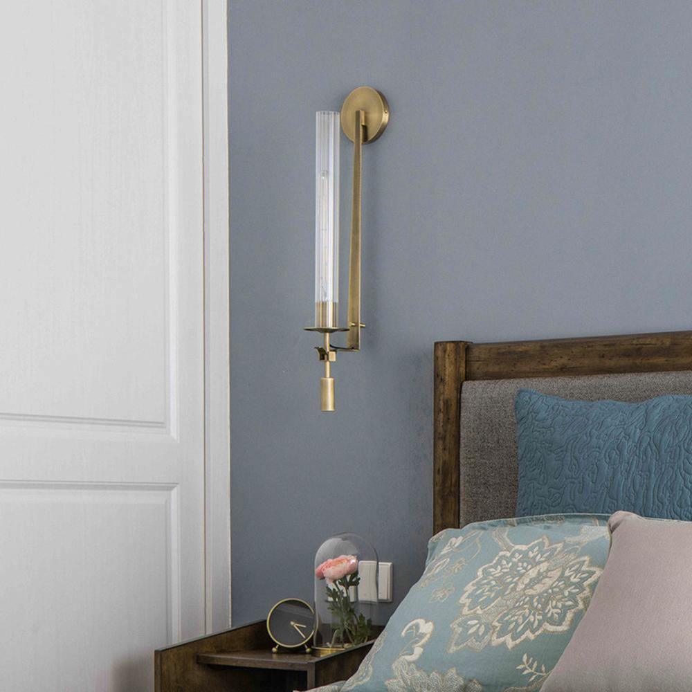 French Classicism Wall Lamp | Solid Brass & Ribbed Glass | Set of 2