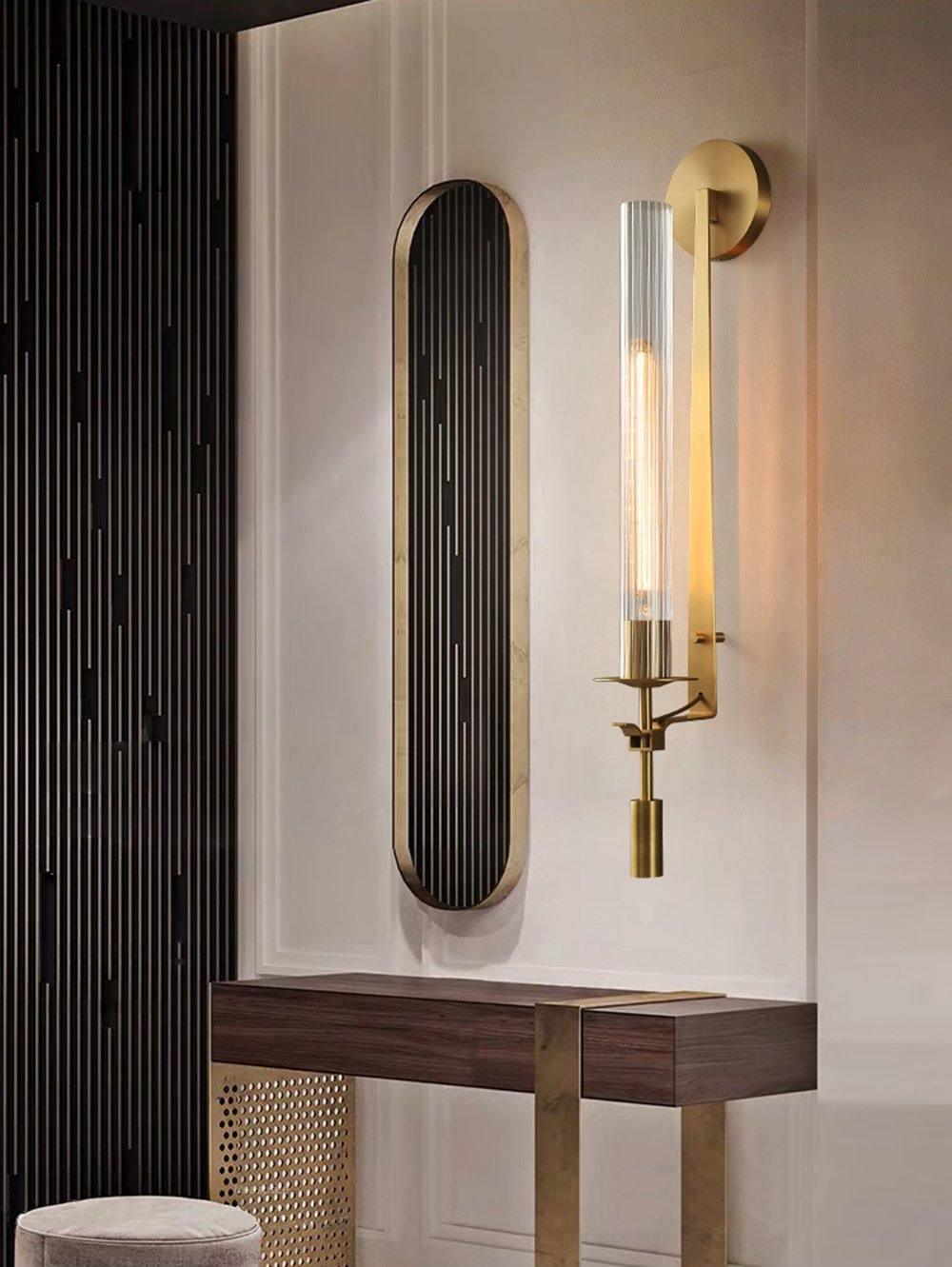 French Wall Lamp | Brass & Glass | Plug-in