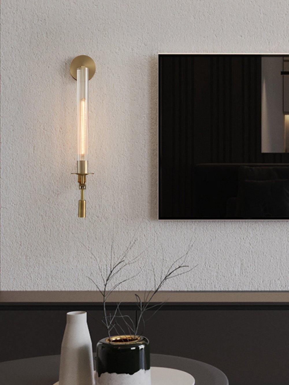 French Wall Lamp | Brass & Glass | Plug-in