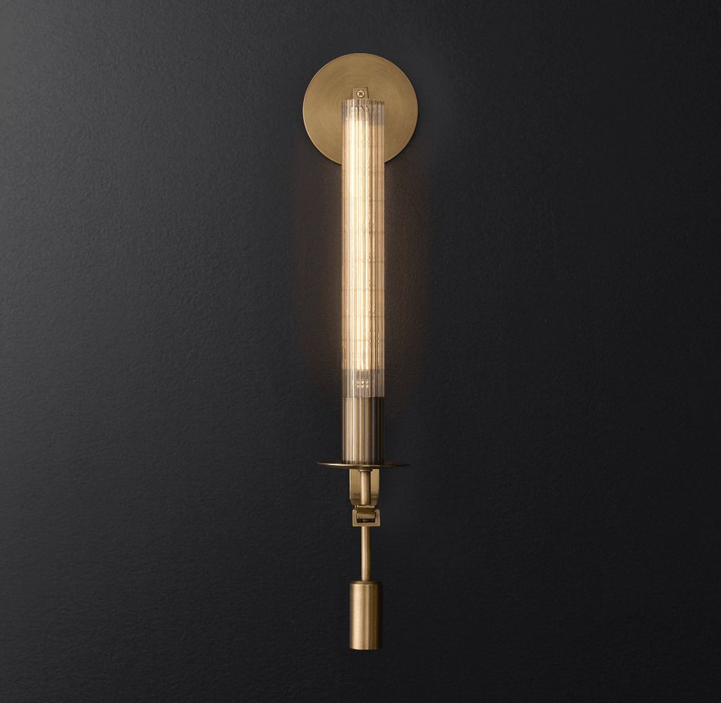 French Wall Lamp | Brass & Glass | Plug-in