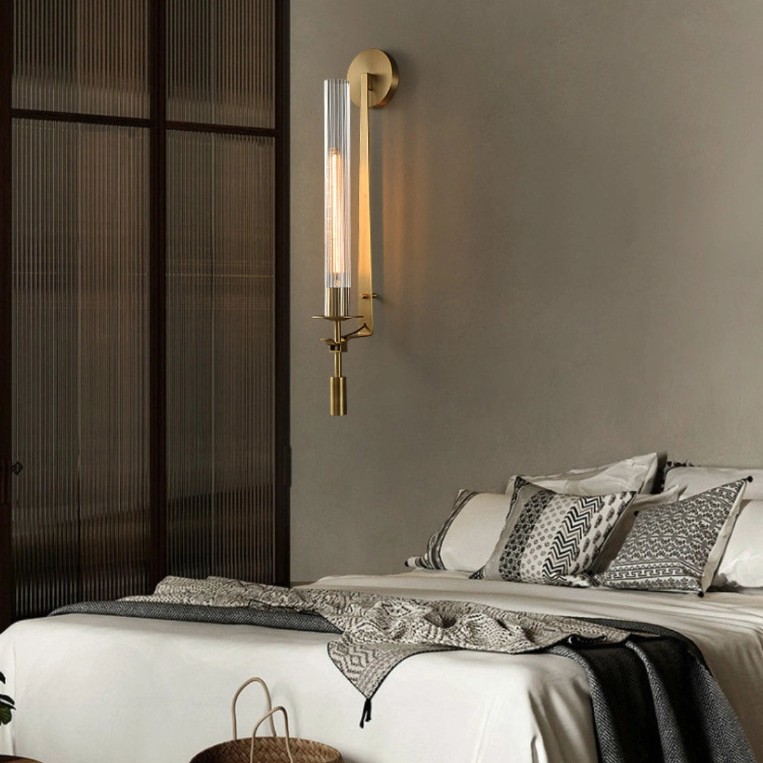 French Wall Lamp | Brass & Glass | Plug-in