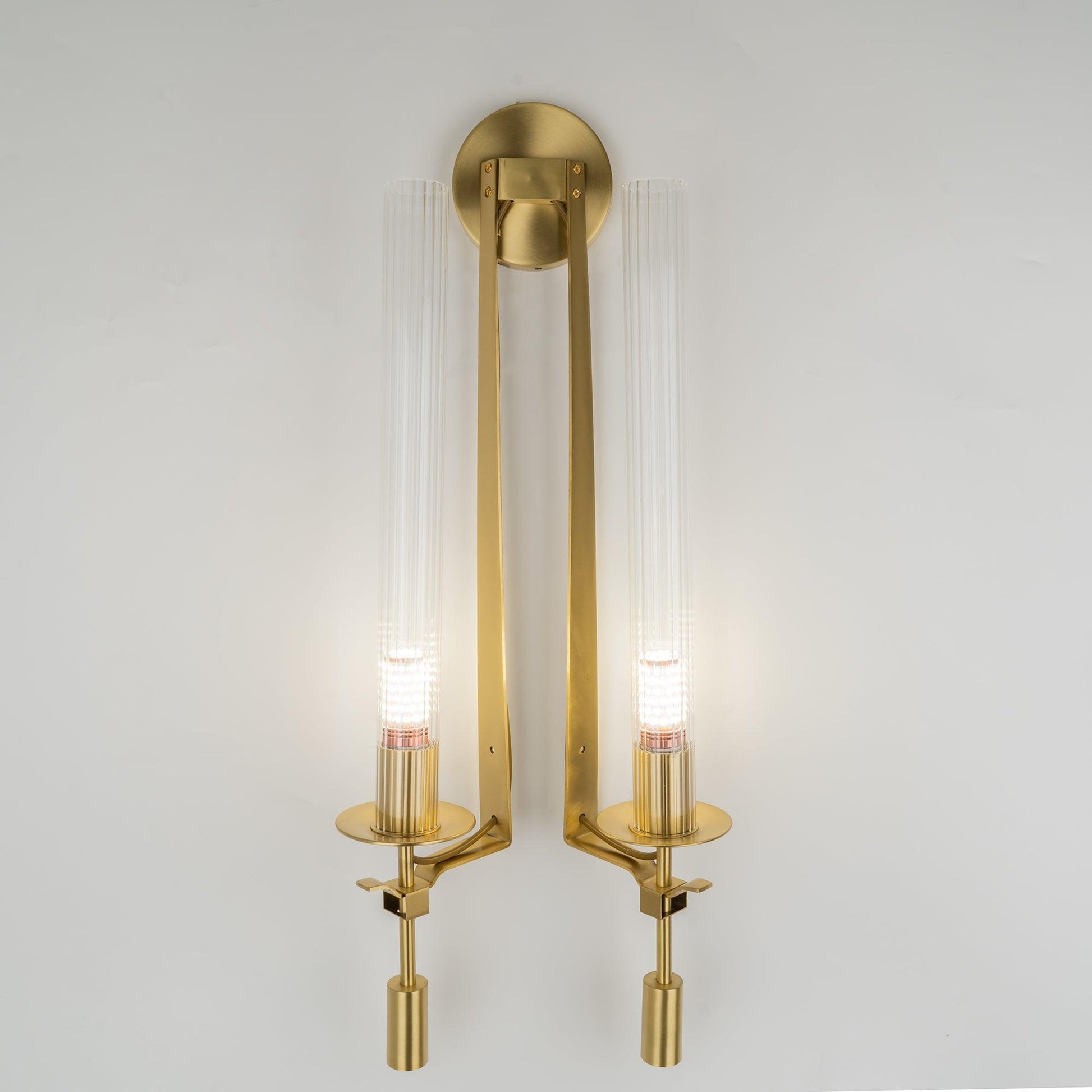 French Wall Lamp | Brass & Glass | Plug-in