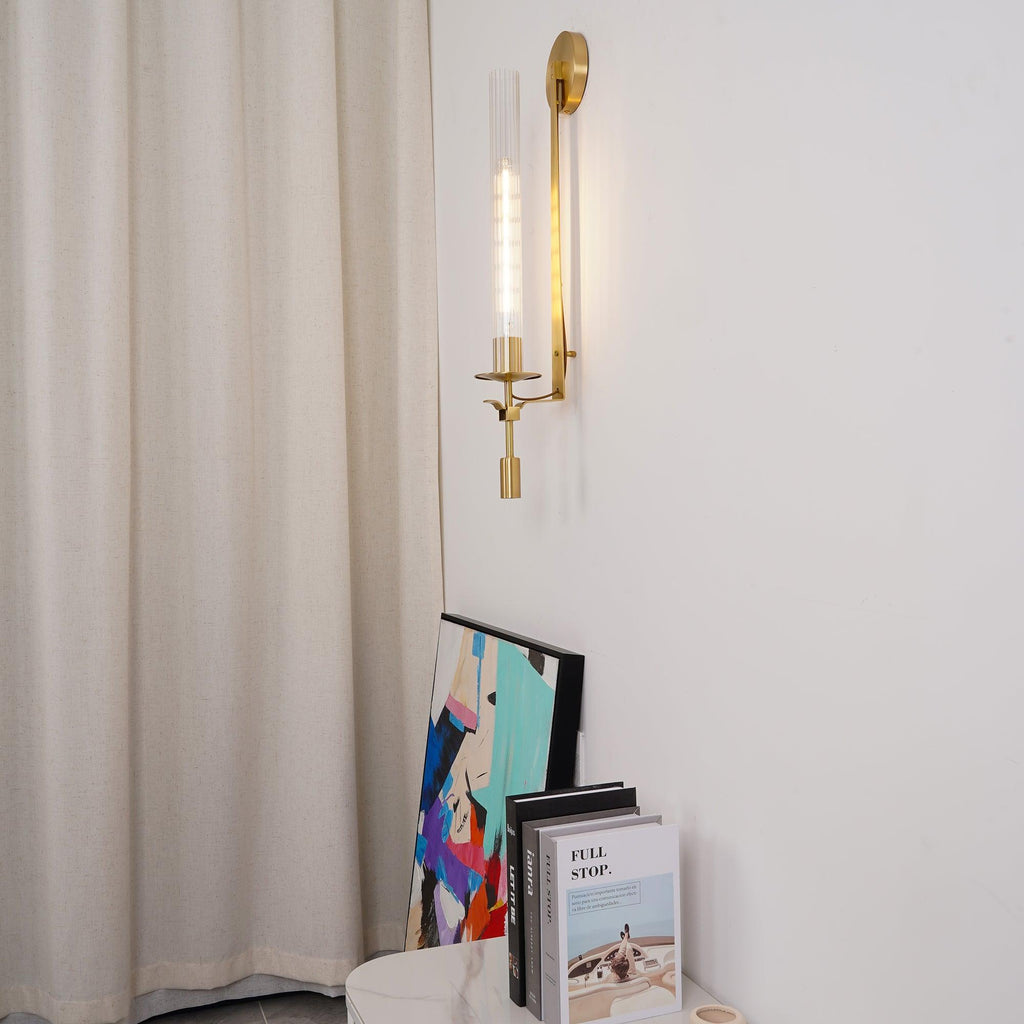 French Wall Lamp | Brass & Glass | Plug-in