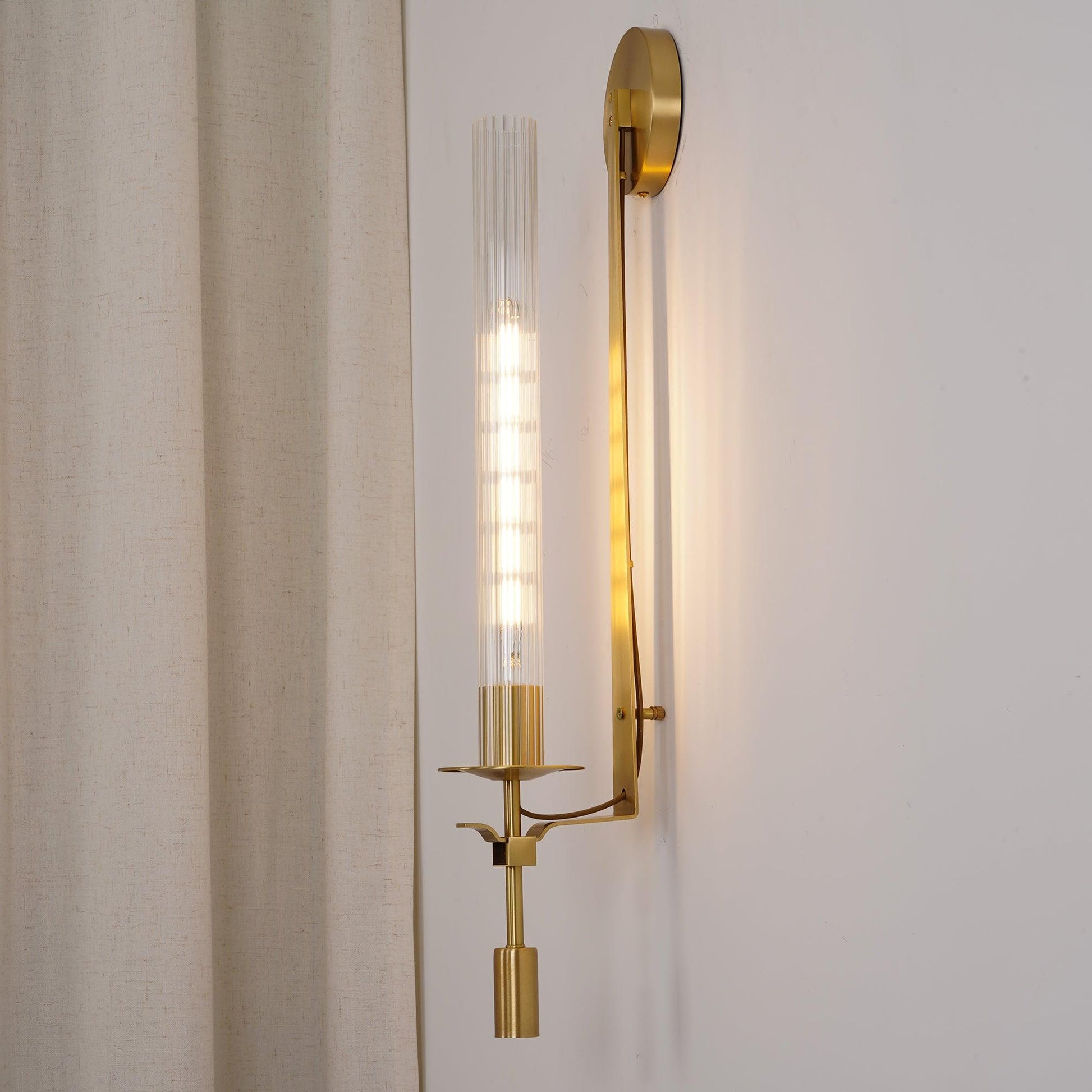 French Wall Lamp | Brass & Glass | Plug-in