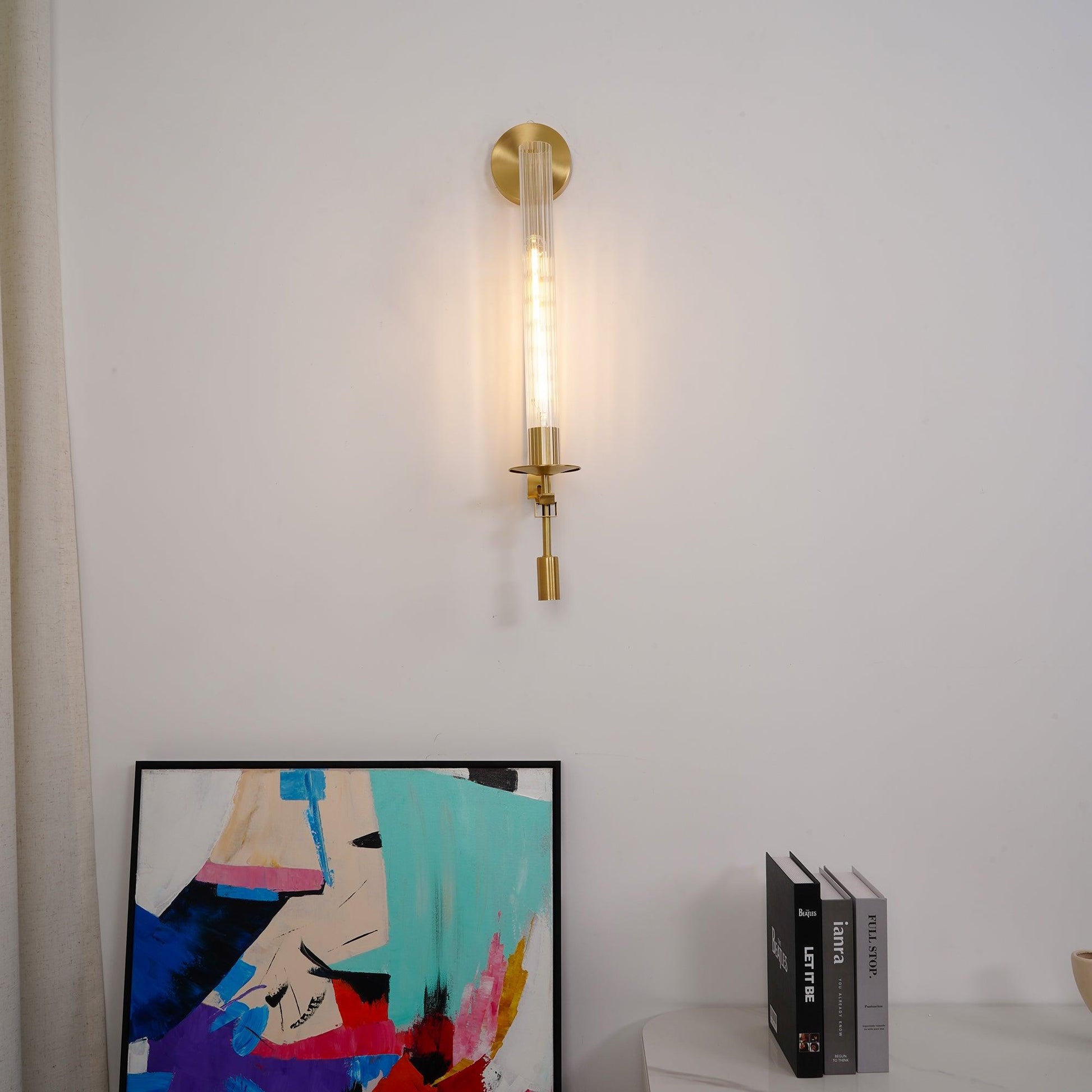 French Wall Lamp | Brass & Glass | Plug-in