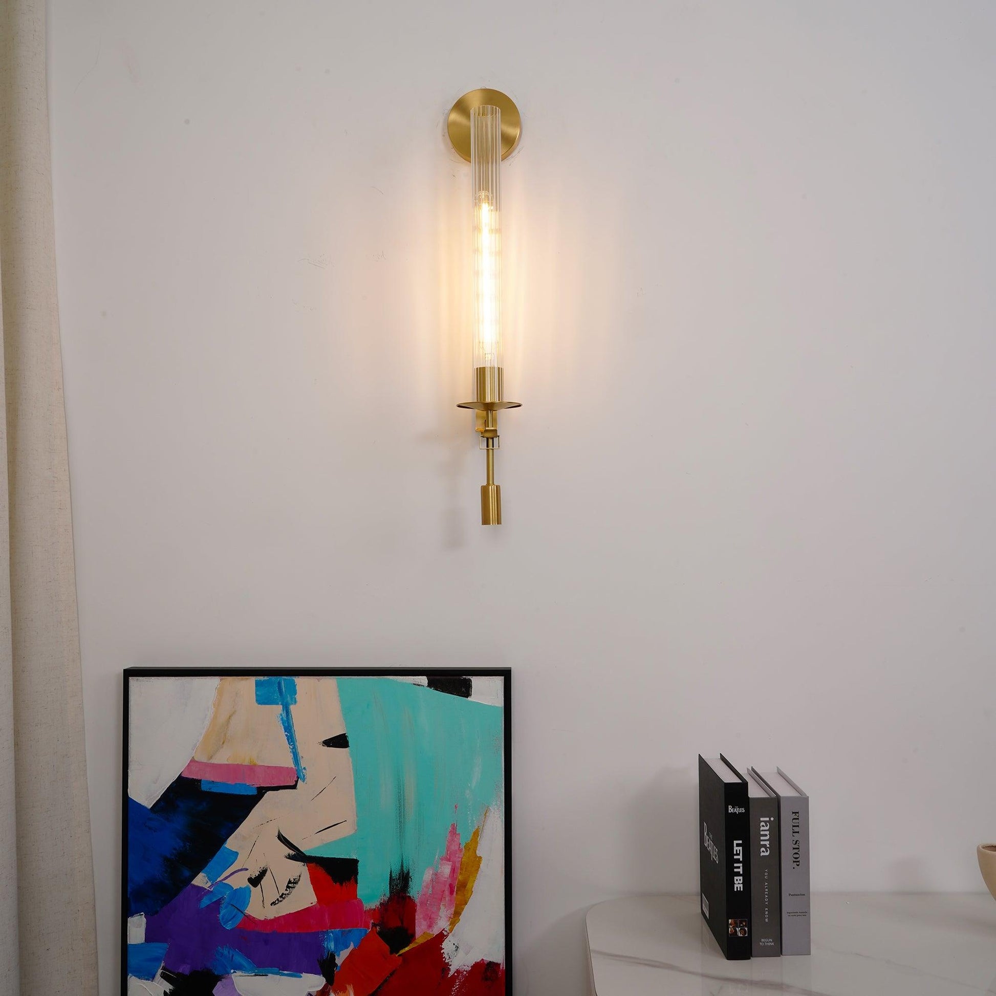 French Wall Lamp | Brass & Glass | Plug-in