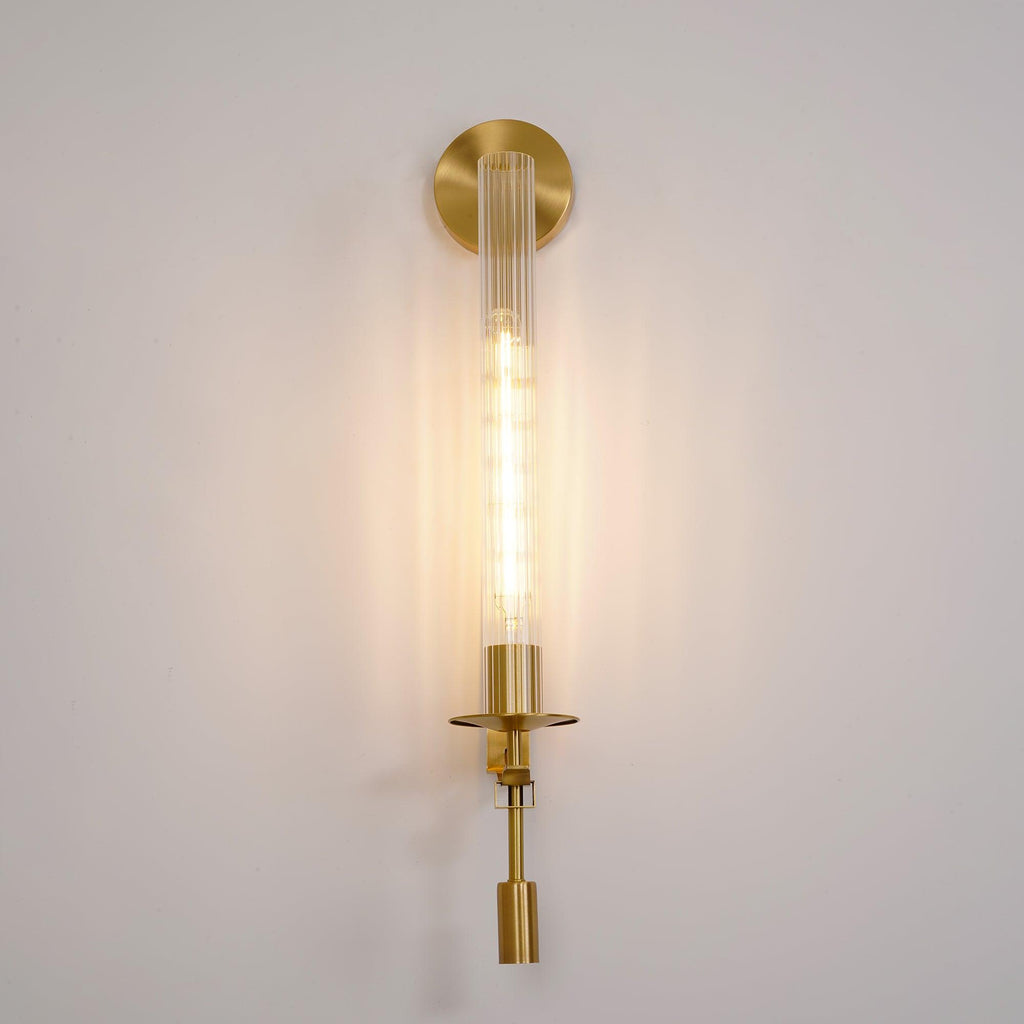 French Wall Lamp | Brass & Glass | Plug-in