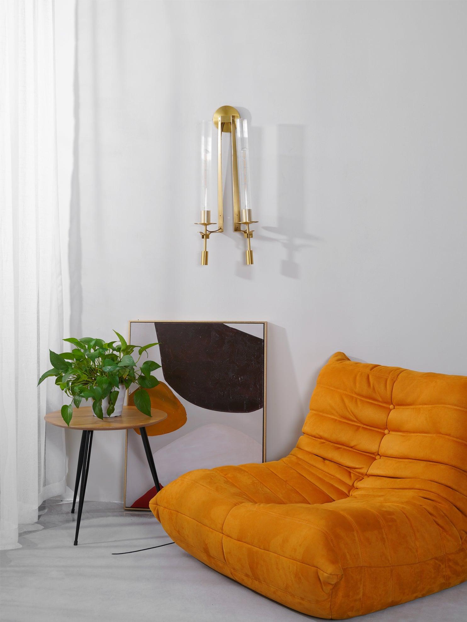 French Wall Lamp | Brass & Glass | Plug-in