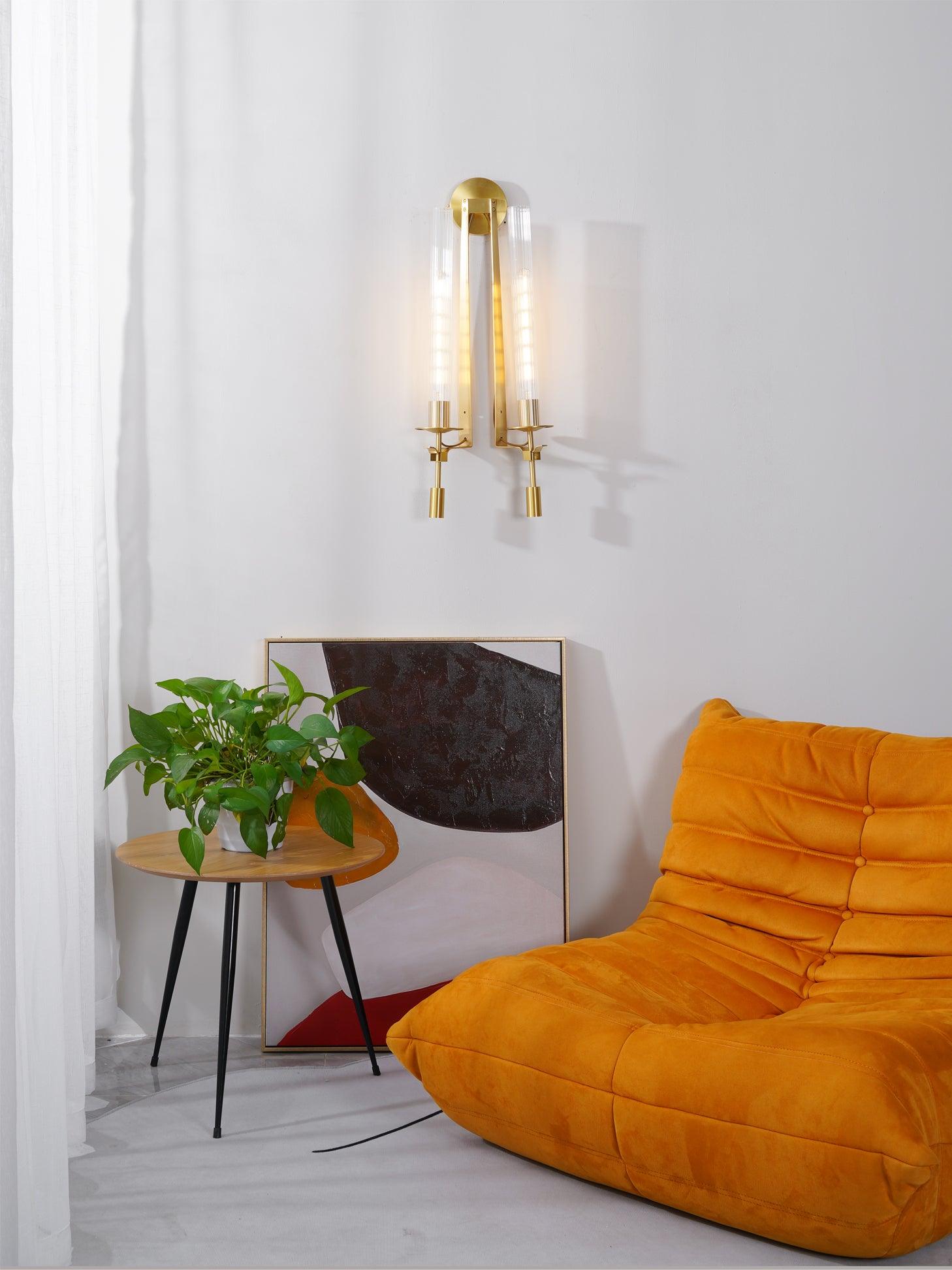 French Wall Lamp | Brass & Glass | Plug-in