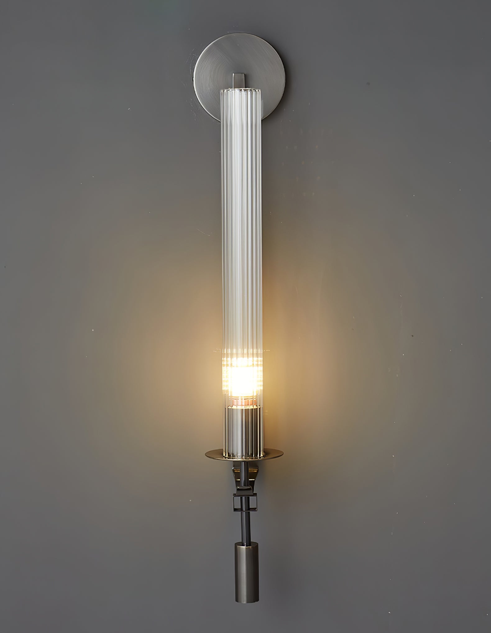 French Classicism Wall Lamp | Solid Brass & Ribbed Glass | Set of 2