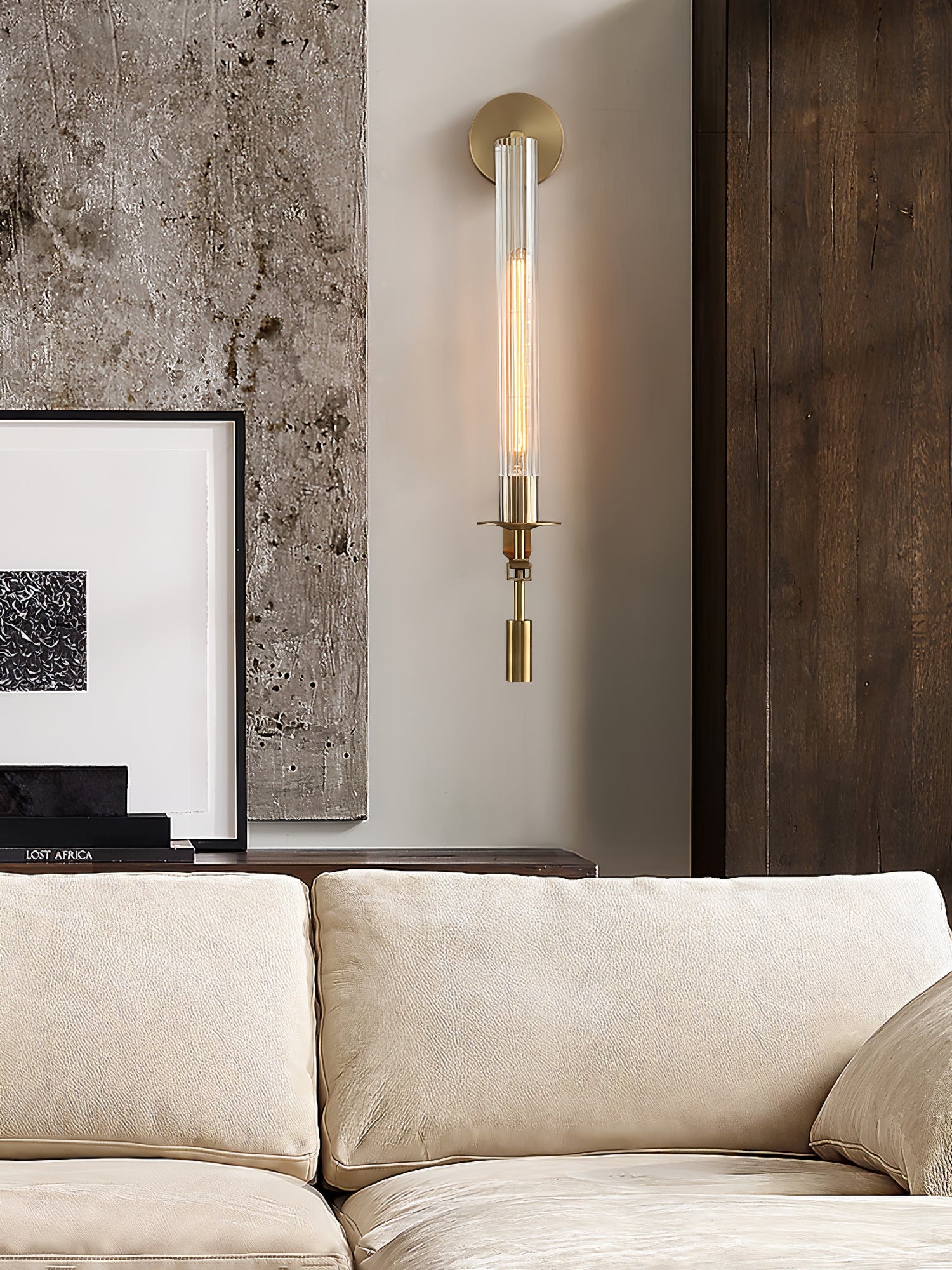French Classicism Wall Lamp | Solid Brass & Ribbed Glass | Set of 2