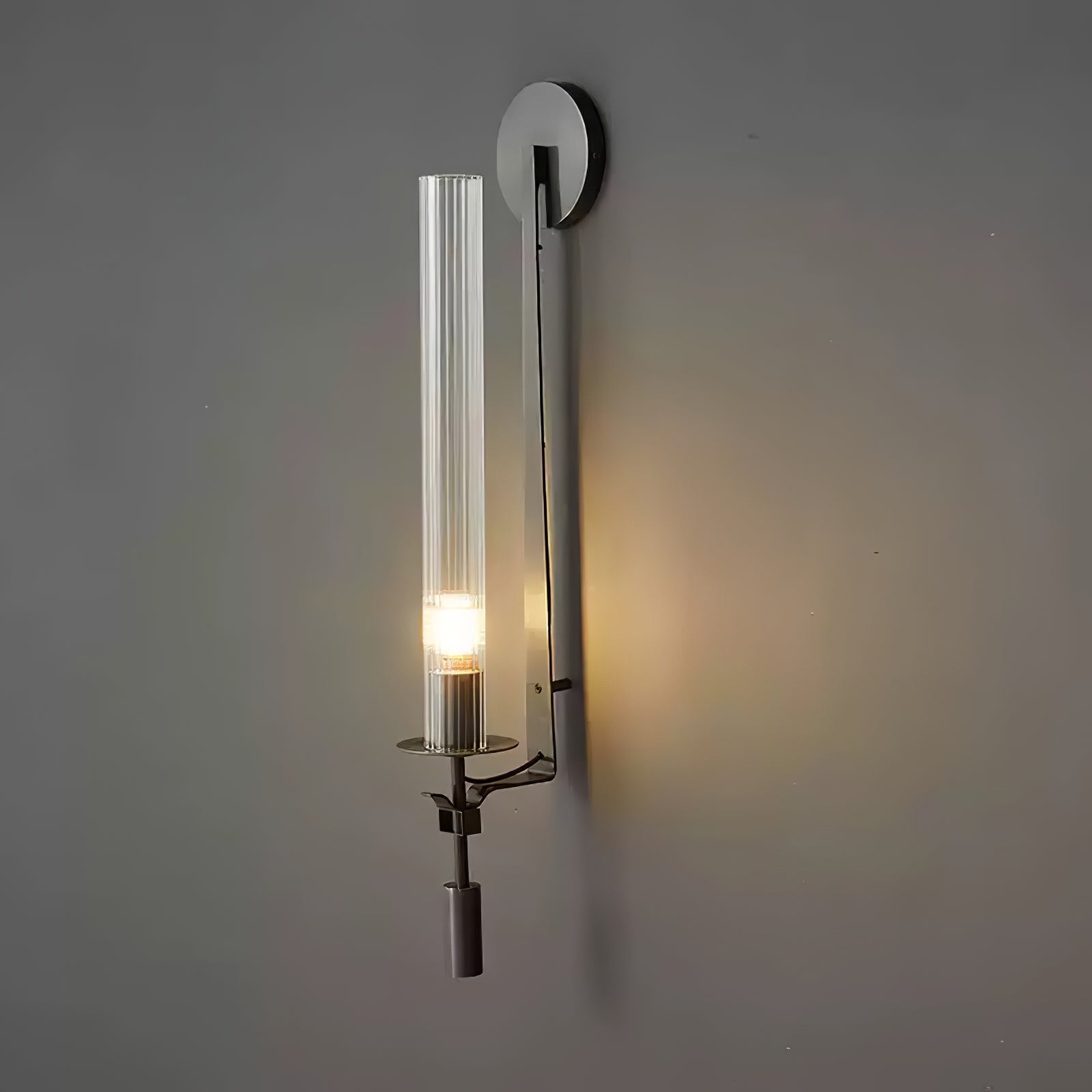 French Classicism Wall Lamp | Solid Brass & Ribbed Glass | Set of 2