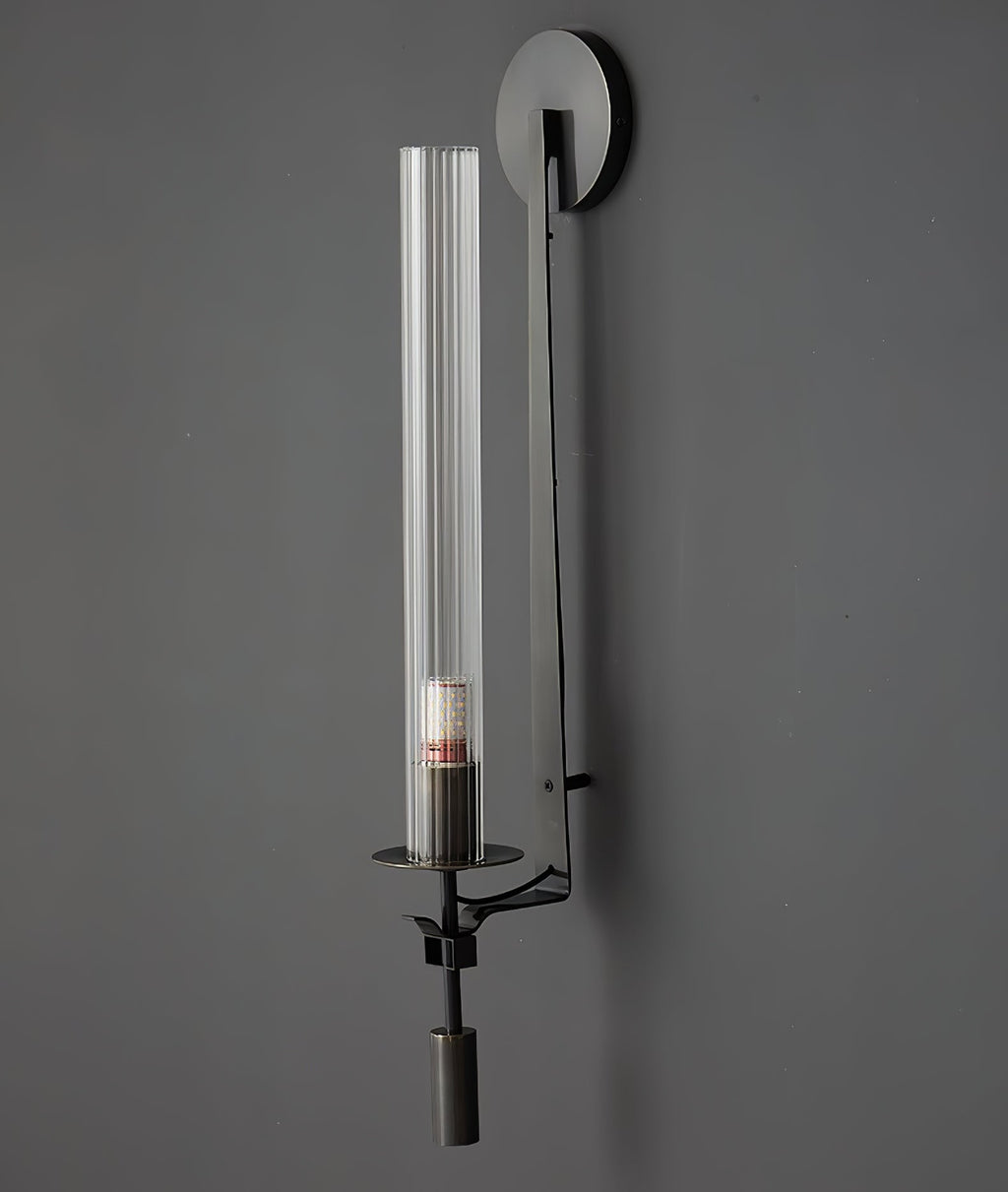 French Classicism Wall Lamp | Solid Brass & Ribbed Glass | Set of 2