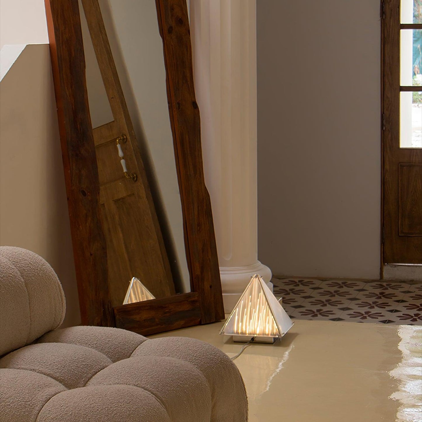 Fragment Table Lamp | Patterned Glass | Chrome