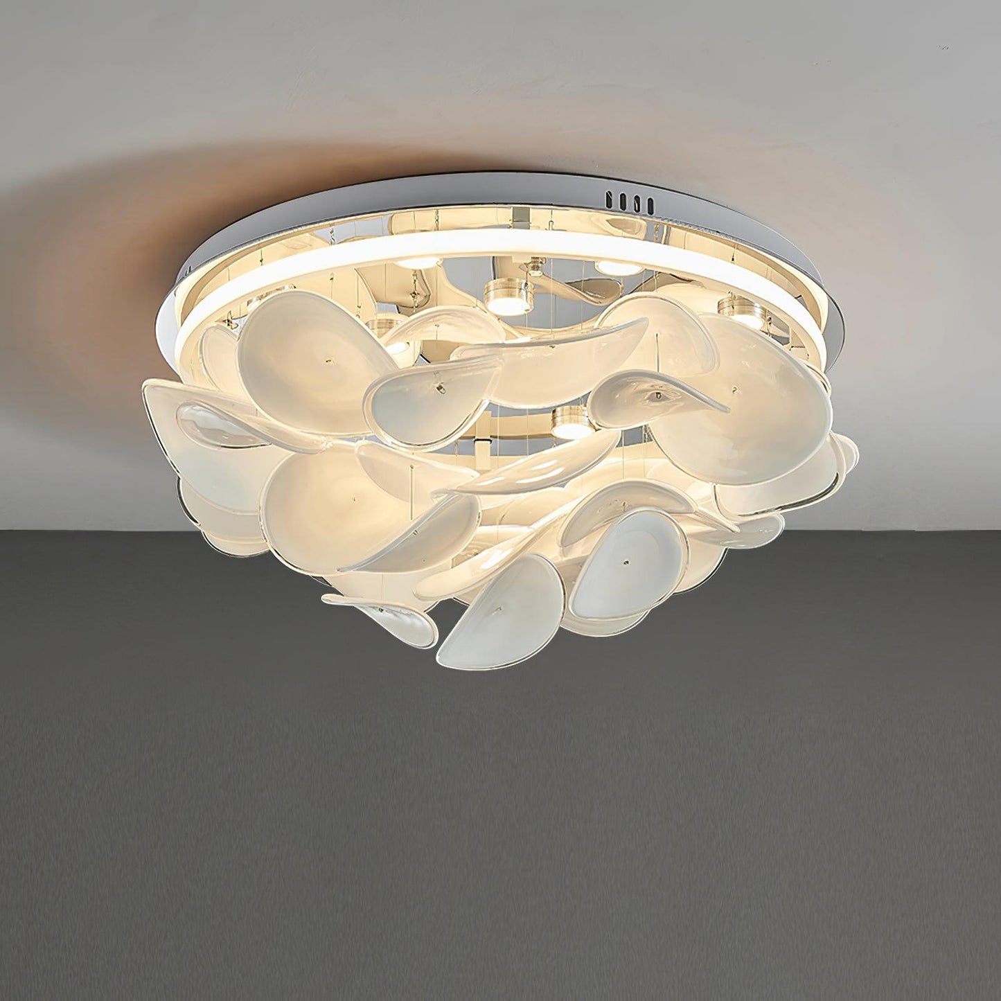 French Ceiling Lamp | Aluminum & Glass | White