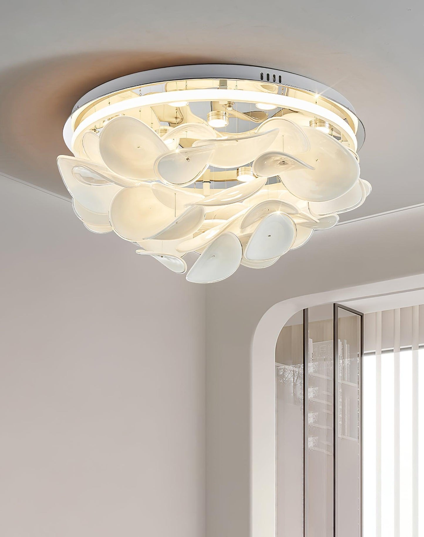 French Ceiling Lamp | Aluminum & Glass | White
