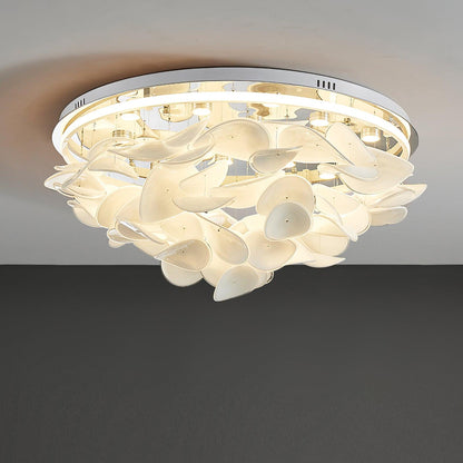 French Ceiling Lamp | Aluminum & Glass | White