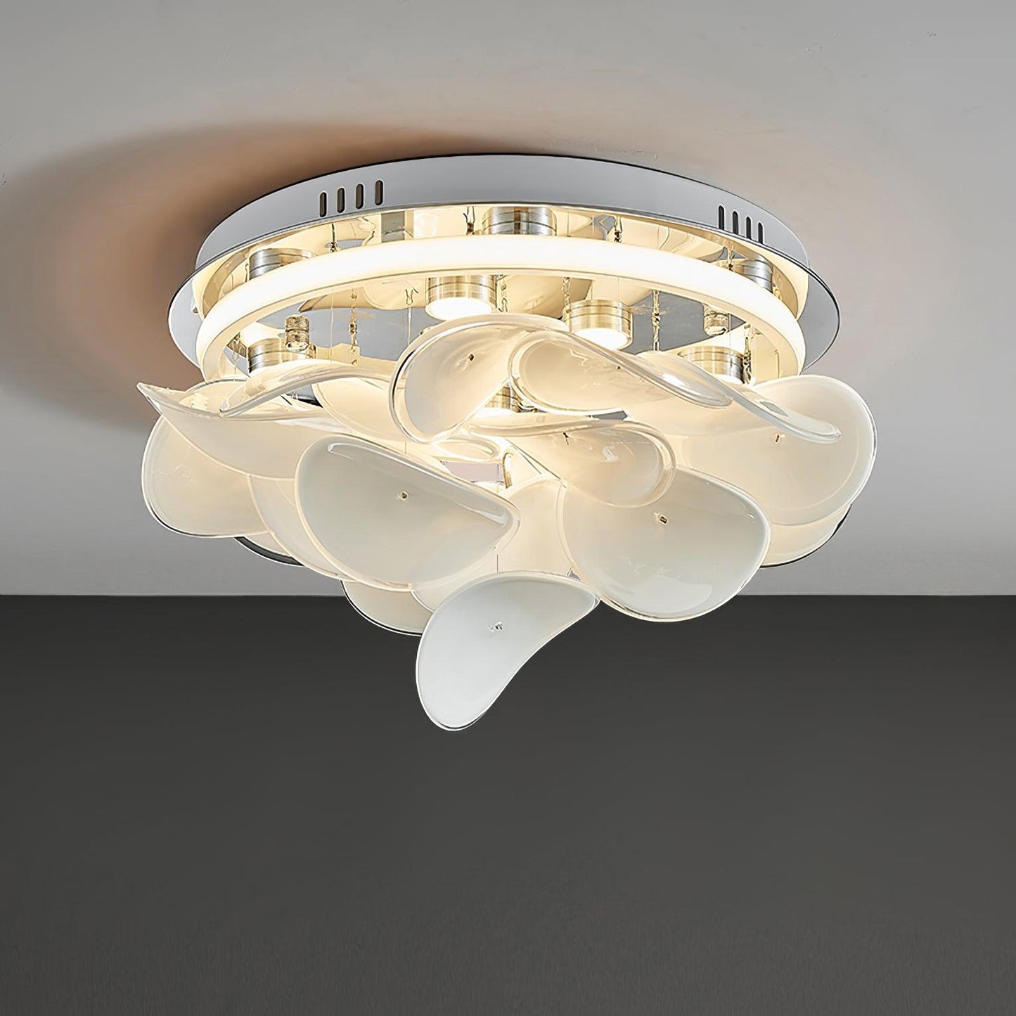 French Ceiling Lamp | Aluminum & Glass | White