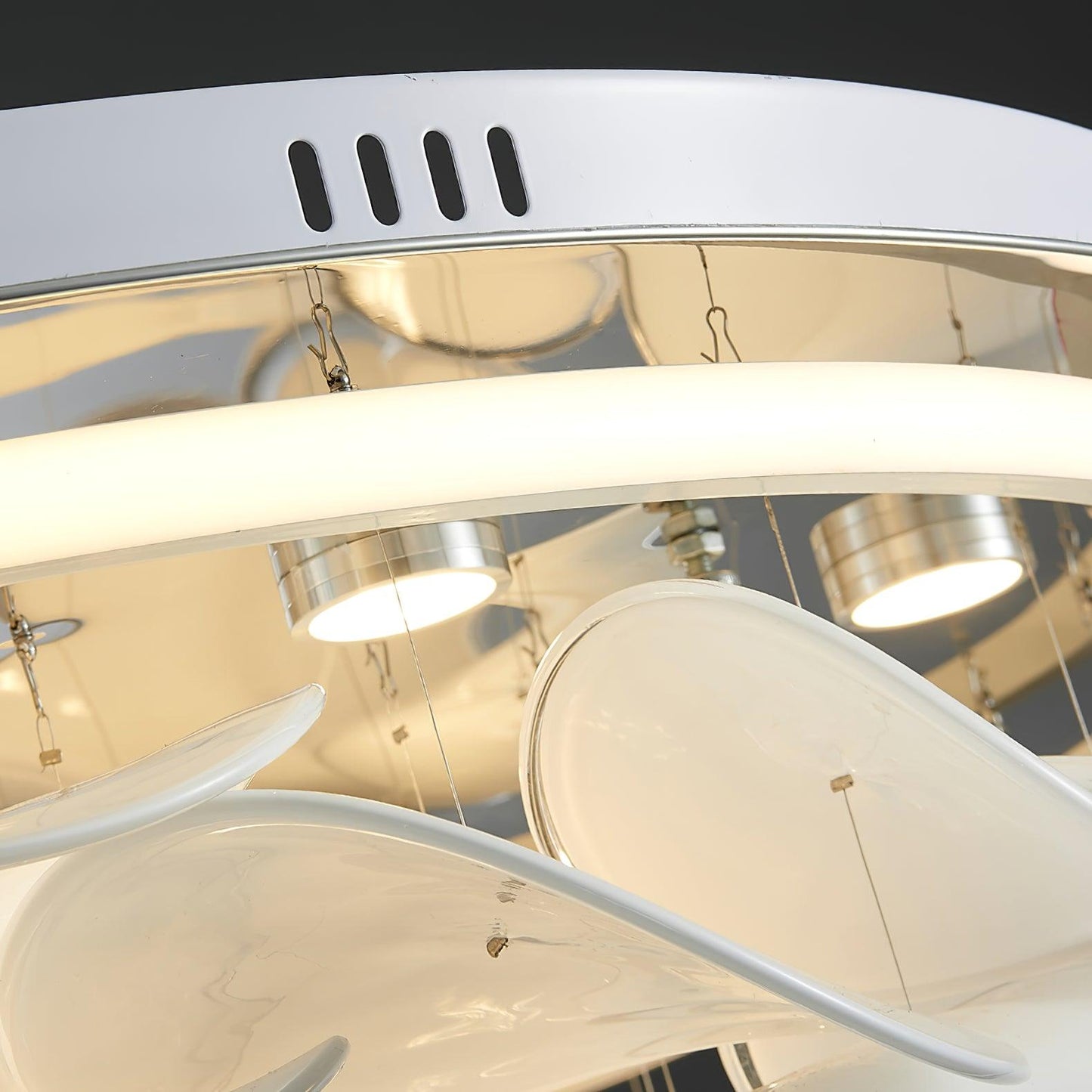 French Ceiling Lamp | Aluminum & Glass | White