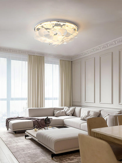 French Ceiling Lamp | Aluminum & Glass | White