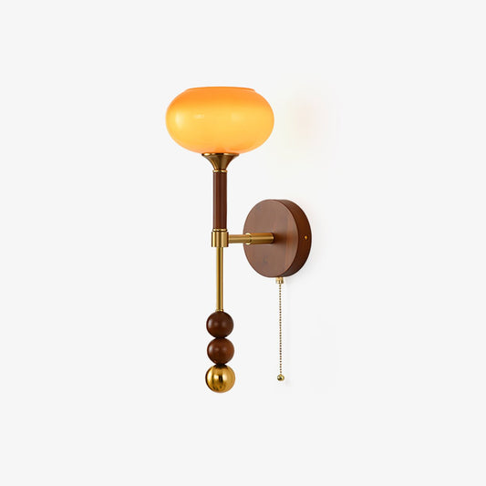 Roma Wall Sconce | Wood & Glass | Gold & Orange Finish