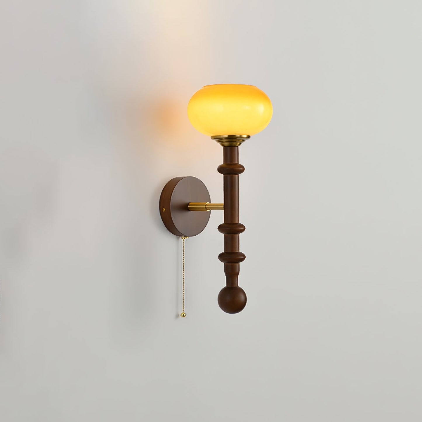 Roma Wall Sconce | Wood & Glass | Gold & Orange Finish