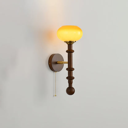 Roma Wall Sconce | Wood & Glass | Gold & Orange Finish