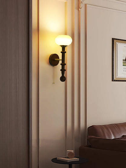 Roma Wall Sconce | Wood & Glass | Gold & Orange Finish