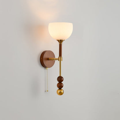 Roma Wall Sconce | Wood & Glass | Gold & Orange Finish