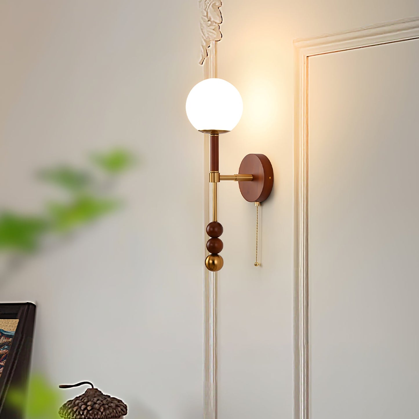 Roma Wall Sconce | Wood & Glass | Gold & Orange Finish