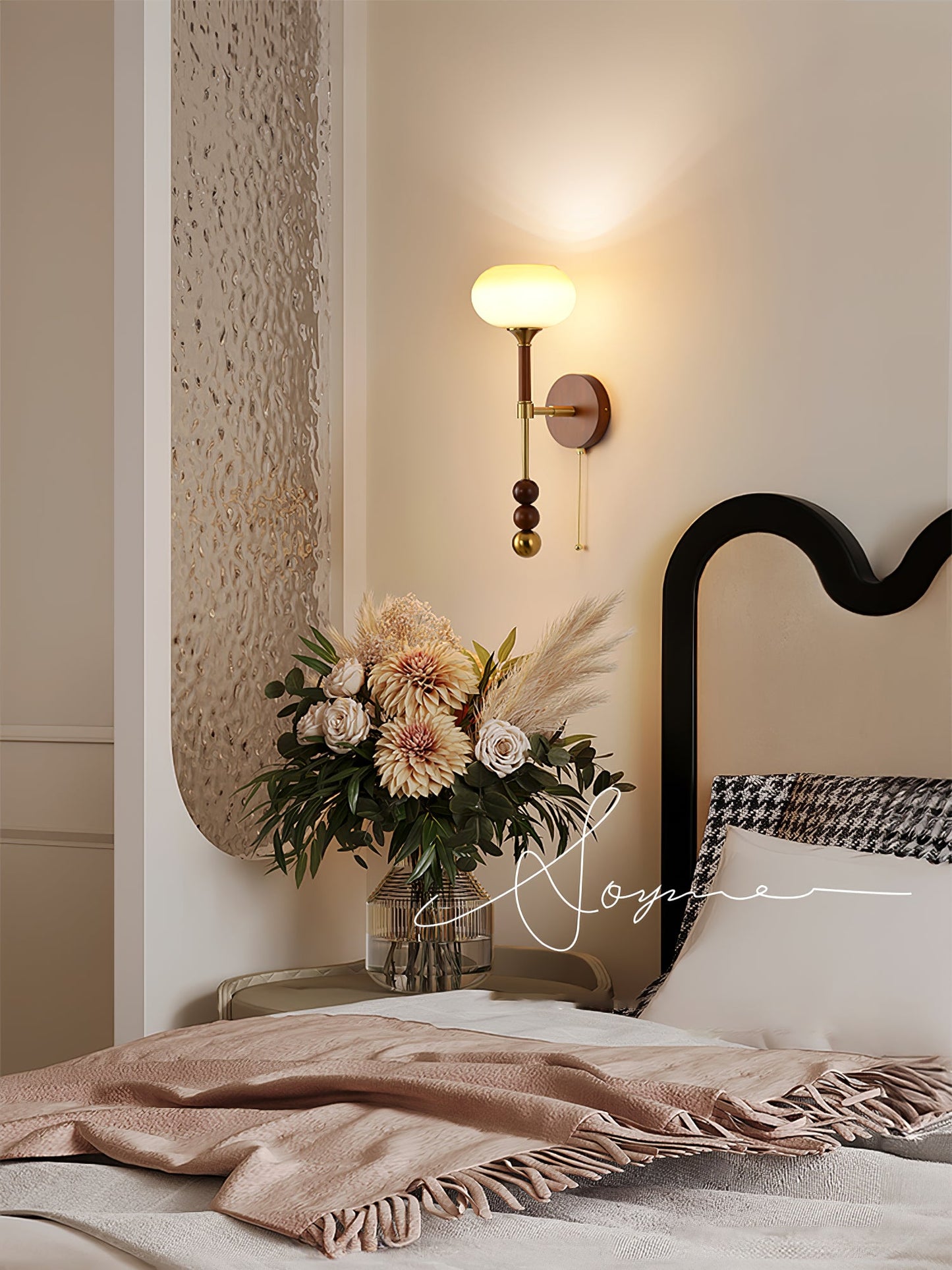 Roma Wall Sconce | Wood & Glass | Gold & Orange Finish