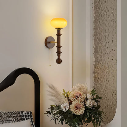 Roma Wall Sconce | Wood & Glass | Gold & Orange Finish