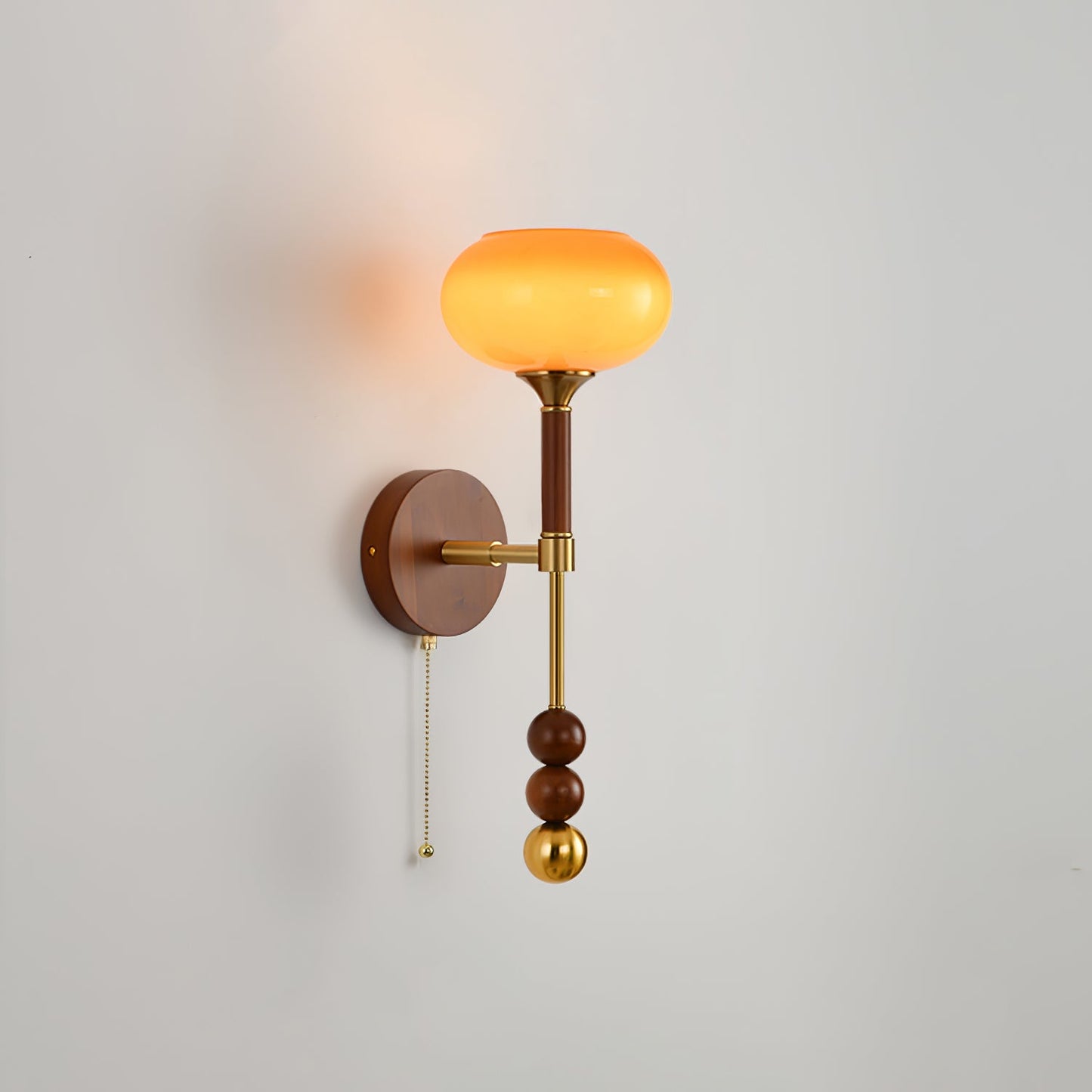 Roma Wall Sconce | Wood & Glass | Gold & Orange Finish
