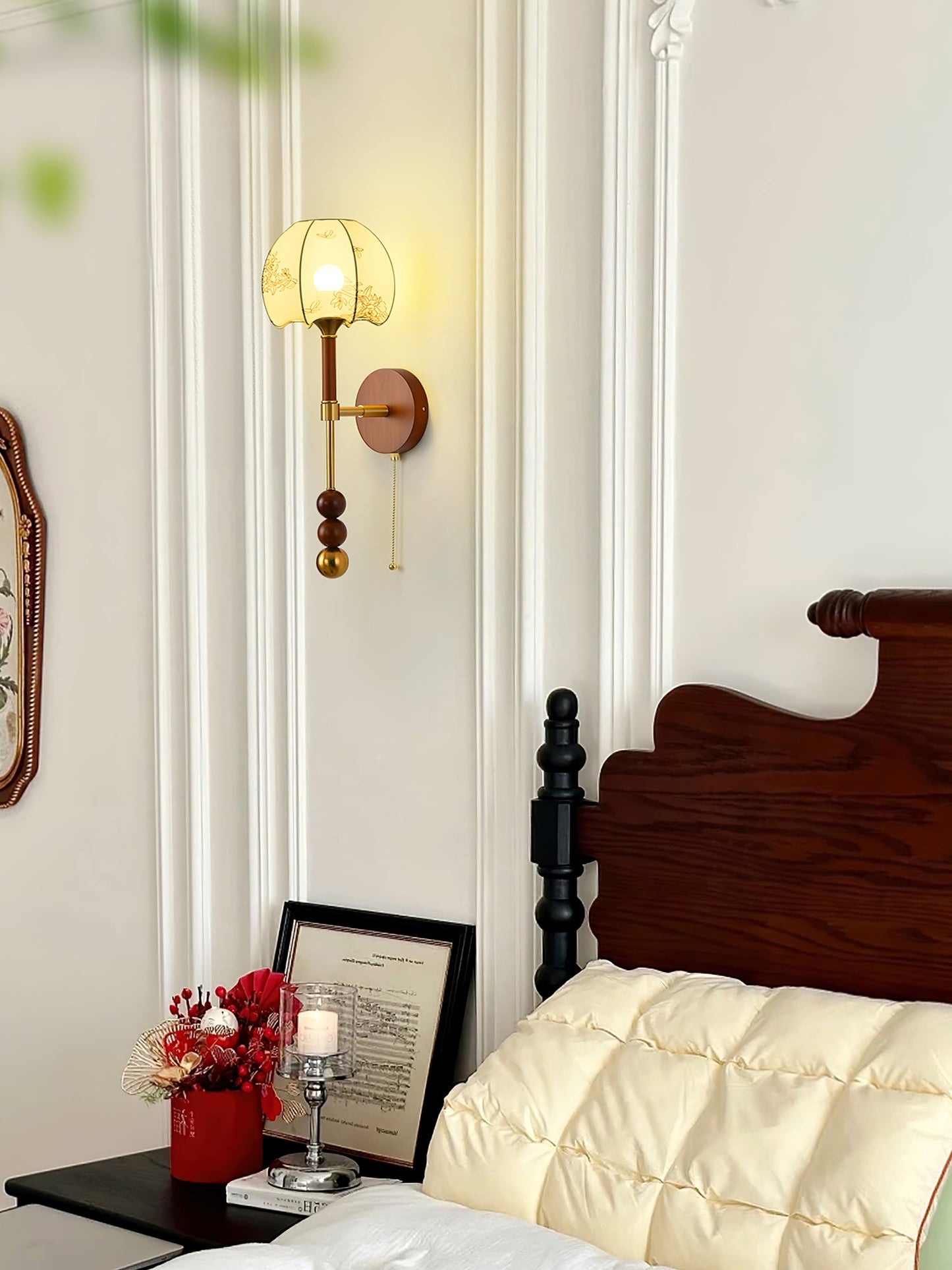 Roma Wall Sconce | Wood & Glass | Gold & Orange Finish
