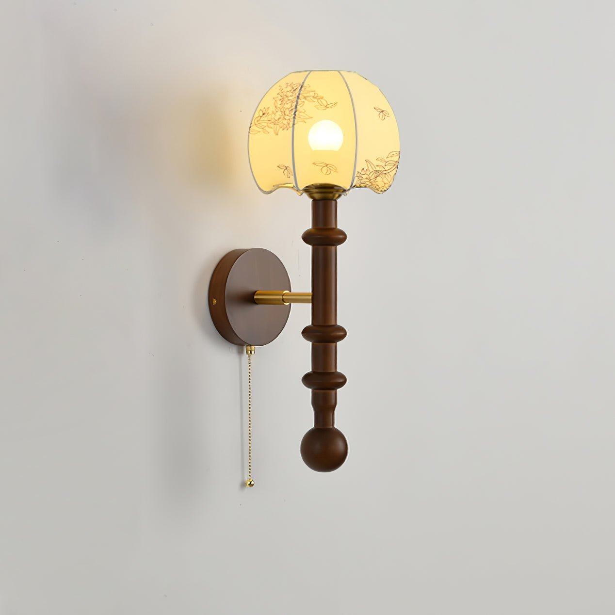 Roma Wall Sconce | Wood & Glass | Gold & Orange Finish
