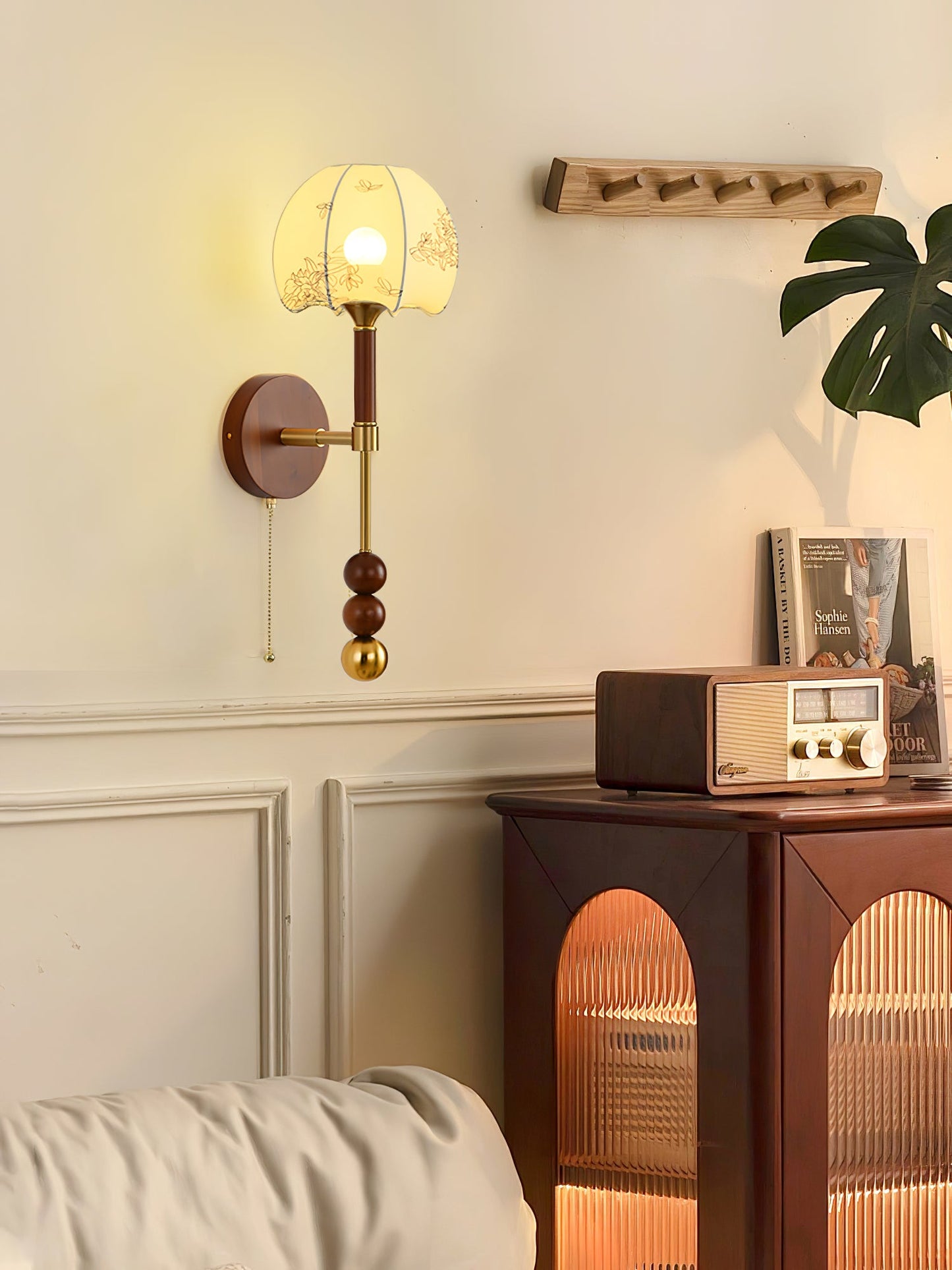 Roma Wall Sconce | Wood & Glass | Gold & Orange Finish