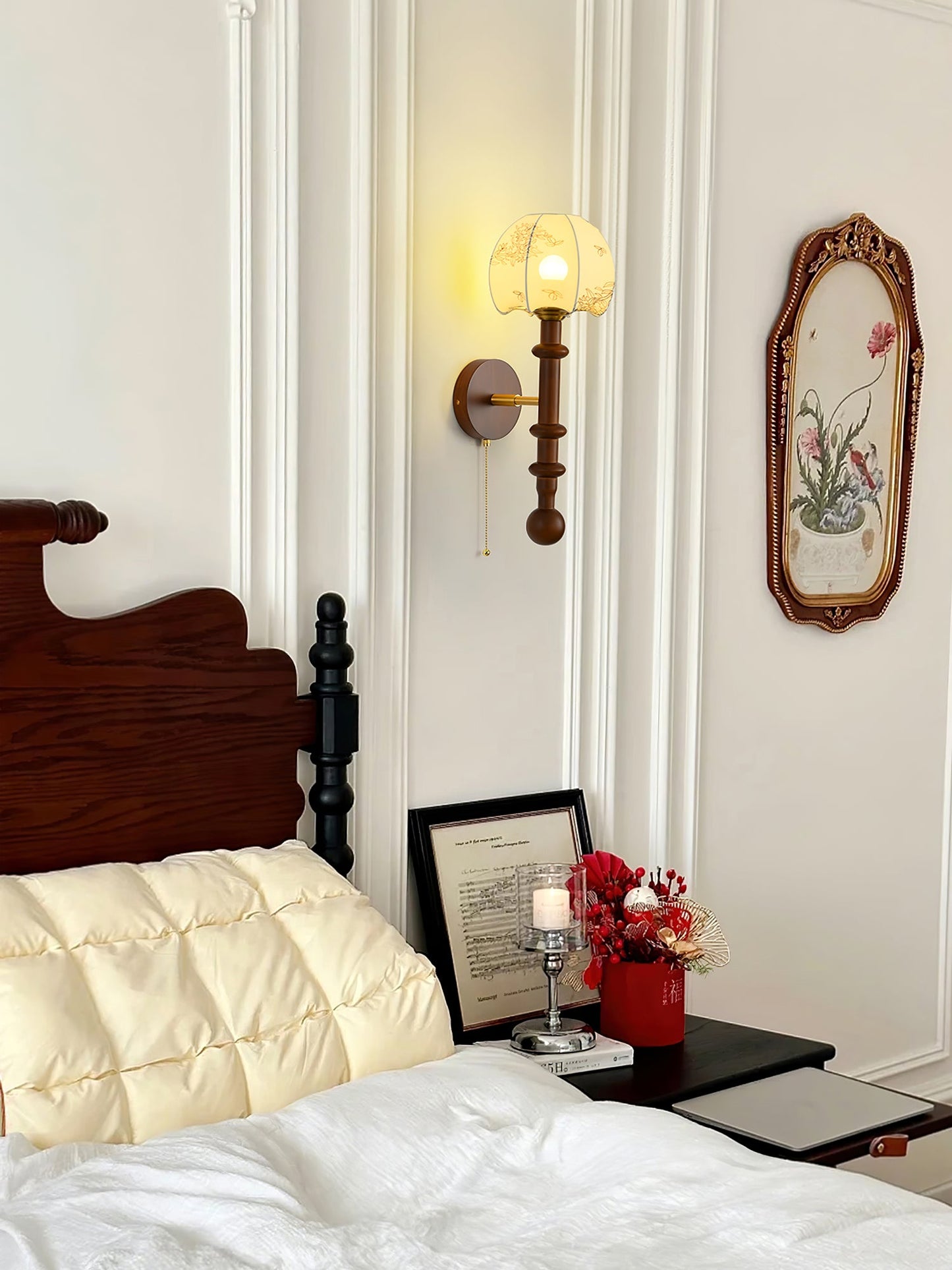 Roma Wall Sconce | Wood & Glass | Gold & Orange Finish