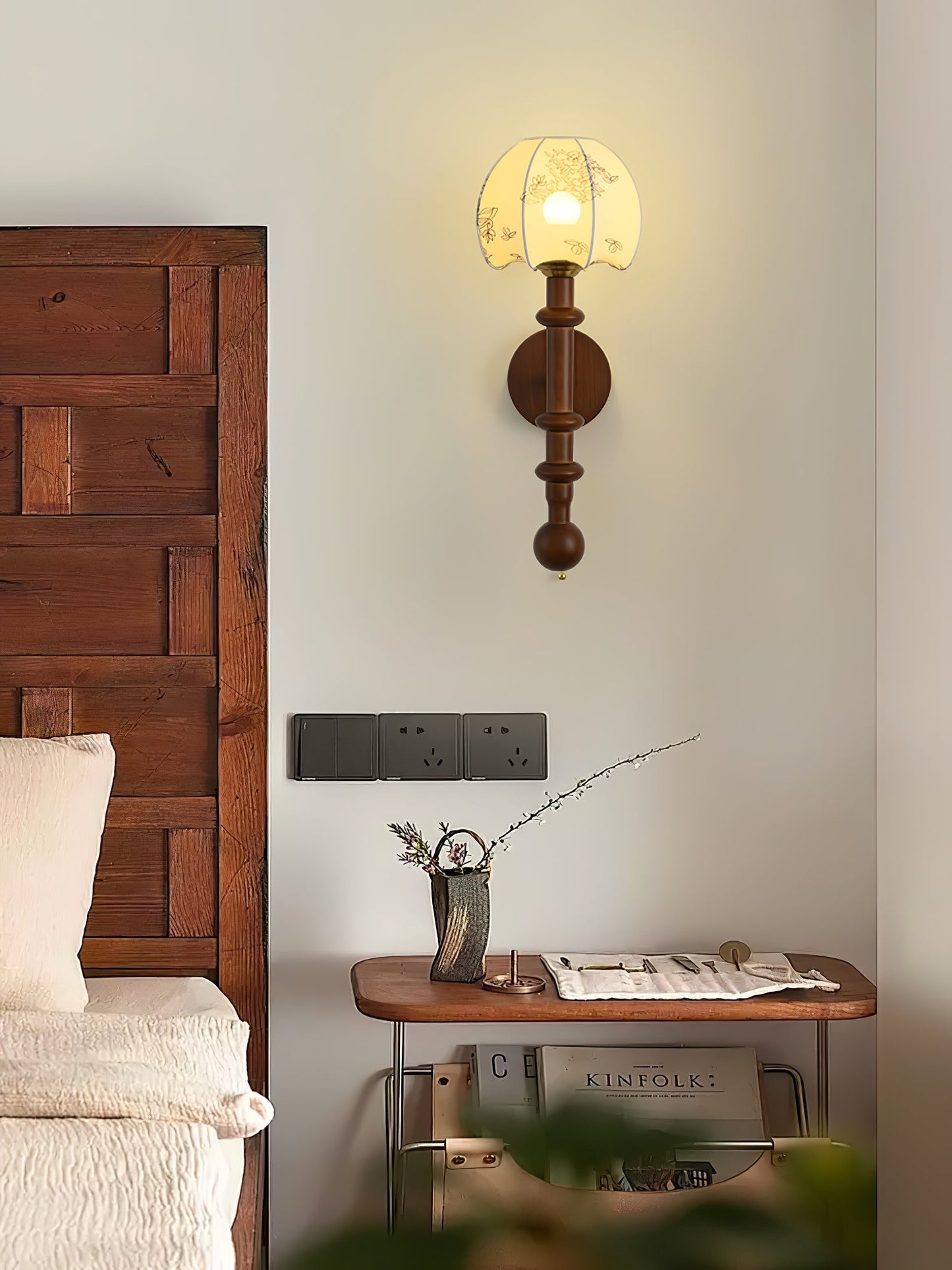 Roma Wall Sconce | Wood & Glass | Gold & Orange Finish
