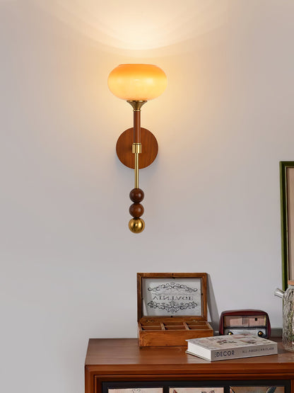 Roma Wall Sconce | Wood & Glass | Gold & Orange Finish