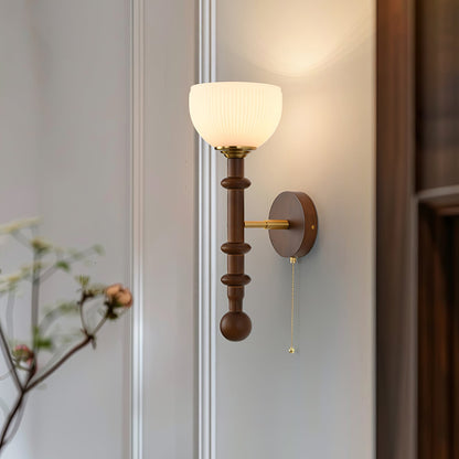 Roma Wall Sconce | Wood & Glass | Gold & Orange Finish