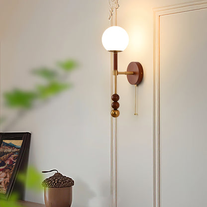 Roma Wall Sconce | Wood & Glass | Gold & Orange Finish