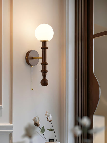 Roma Wall Sconce | Wood & Glass | Gold & Orange Finish