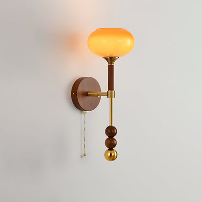 Roma Wall Sconce | Wood & Glass | Gold & Orange Finish