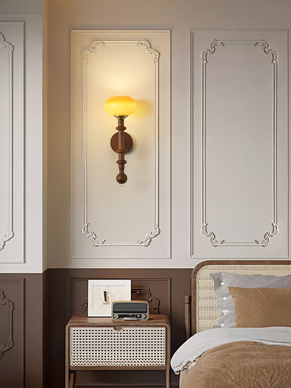 Roma Wall Sconce | Wood & Glass | Gold & Orange Finish