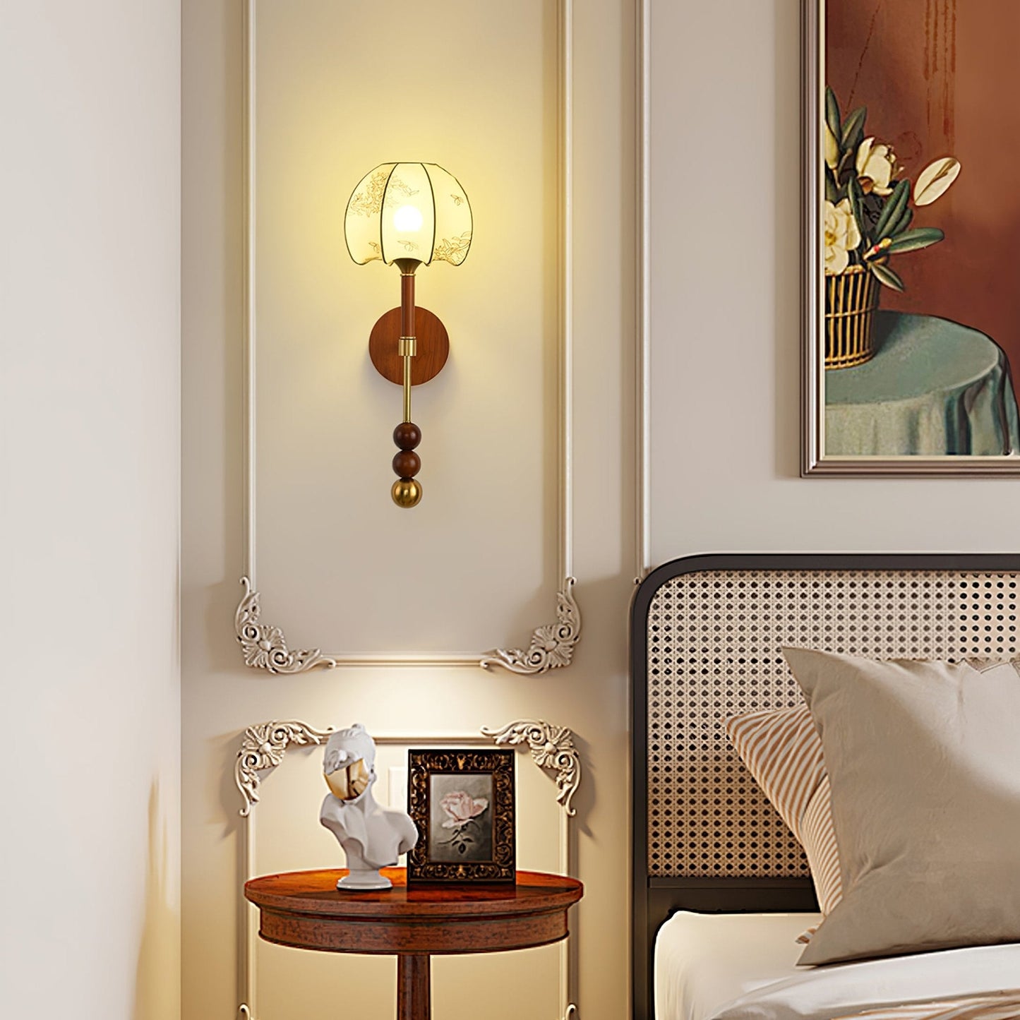 Roma Wall Sconce | Wood & Glass | Gold & Orange Finish