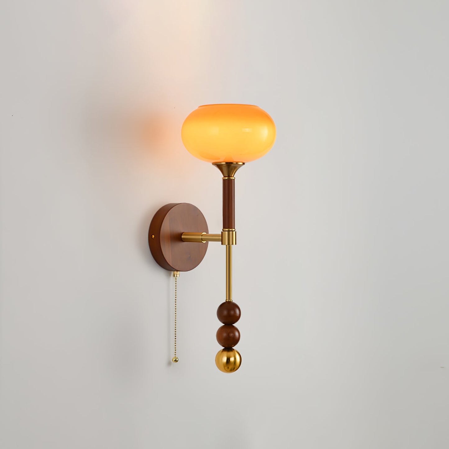 Roma Wall Sconce | Wood & Glass | Gold & Orange Finish