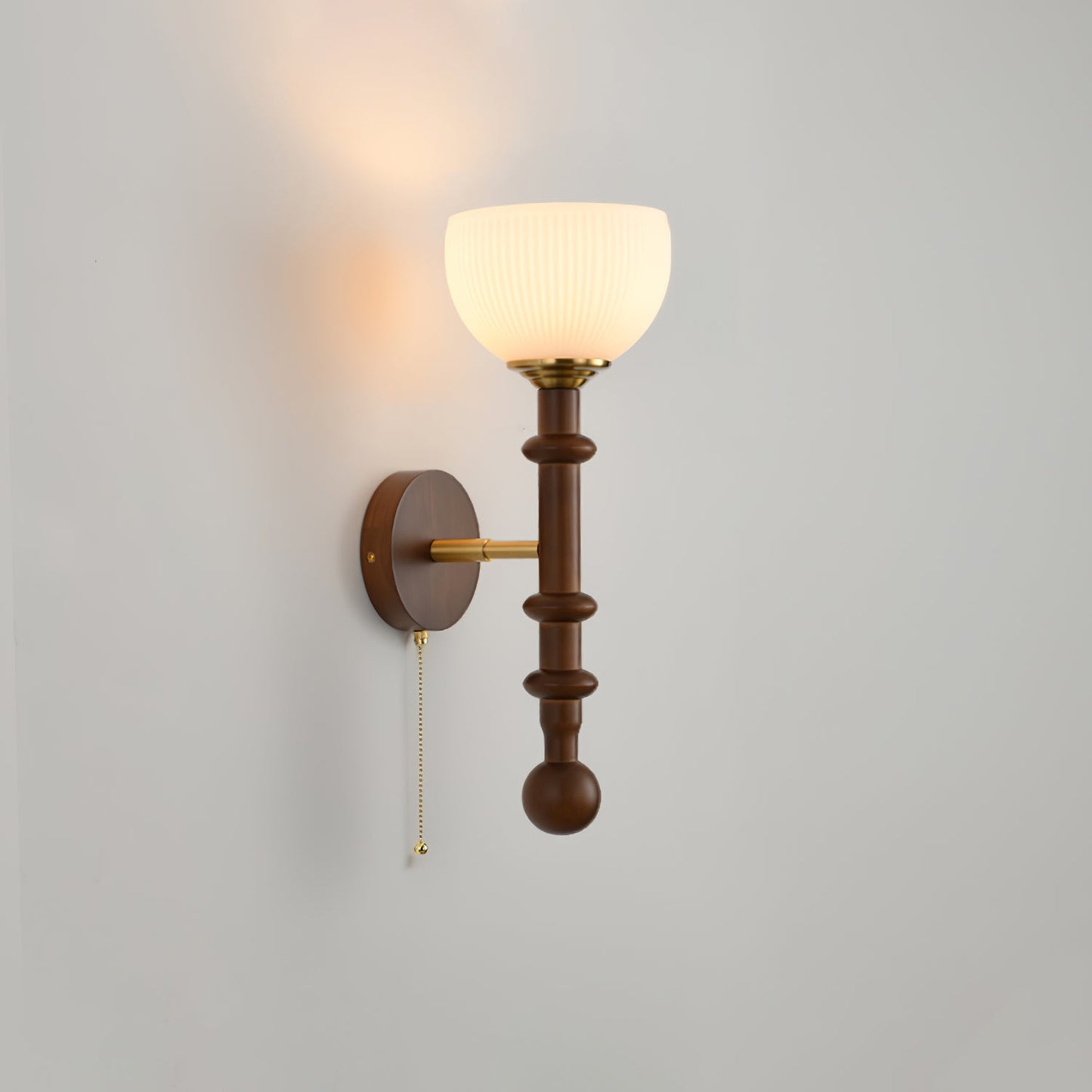 Roma Wall Sconce | Wood & Glass | Gold & Orange Finish